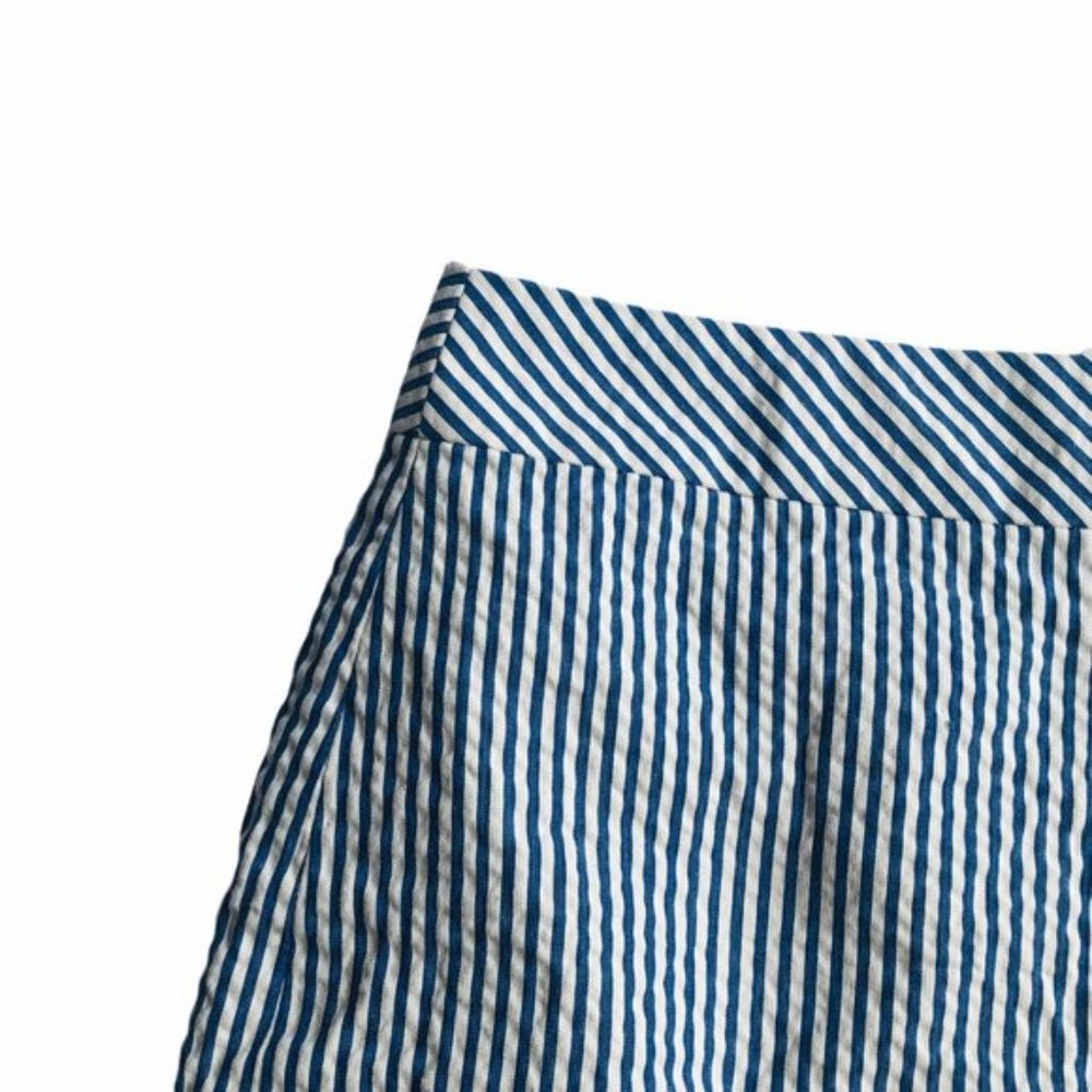 J. Crew Stripe Seersucker Skirt Blue Off White 0 - Picture 4 of 7